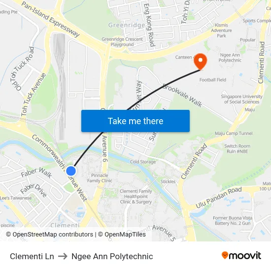 Clementi Ln to Ngee Ann Polytechnic map