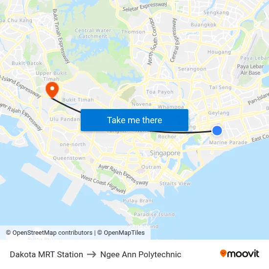 Dakota MRT Station to Ngee Ann Polytechnic map