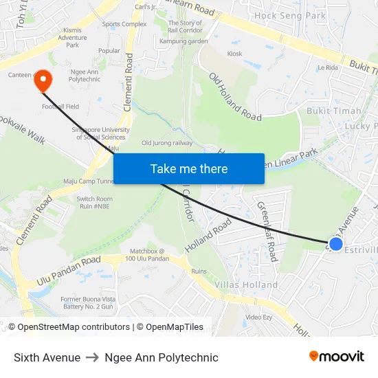 Sixth Avenue to Ngee Ann Polytechnic map