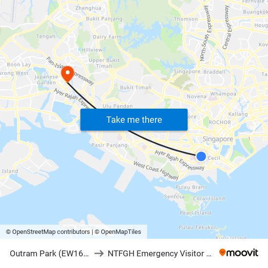 Outram Park (EW16|NE3) to NTFGH Emergency Visitor Lounge map