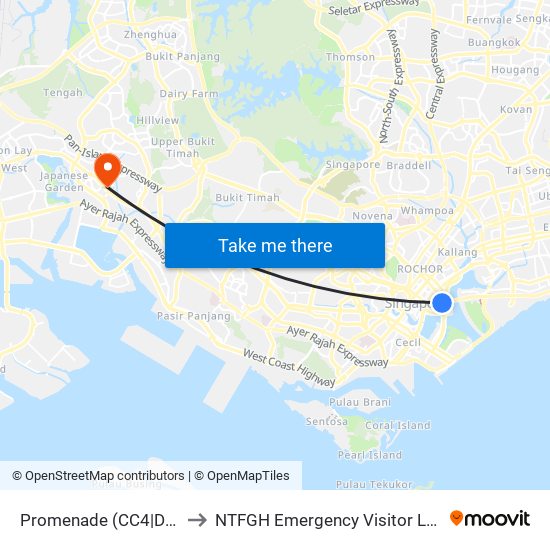 Promenade (CC4|DT15) to NTFGH Emergency Visitor Lounge map