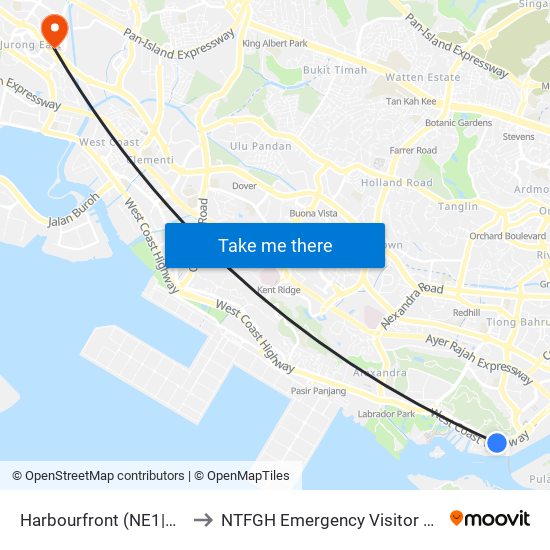 Harbourfront (NE1|CC29) to NTFGH Emergency Visitor Lounge map