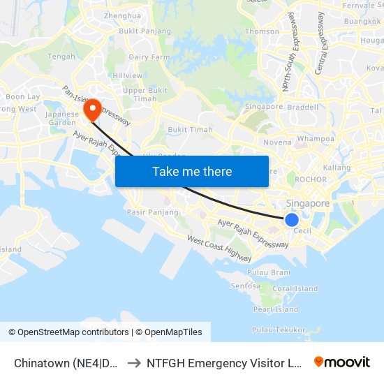 Chinatown (NE4|DT19) to NTFGH Emergency Visitor Lounge map