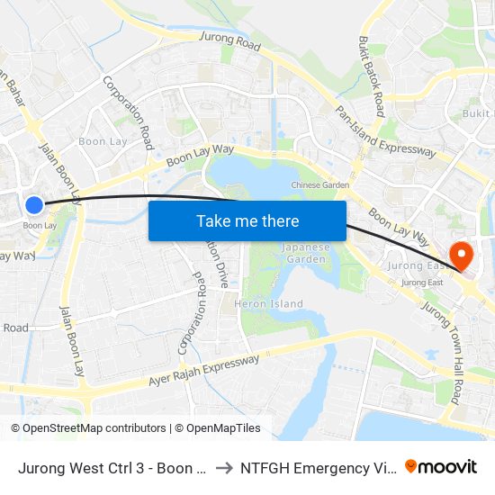 Jurong West Ctrl 3 - Boon Lay Int (22009) to NTFGH Emergency Visitor Lounge map