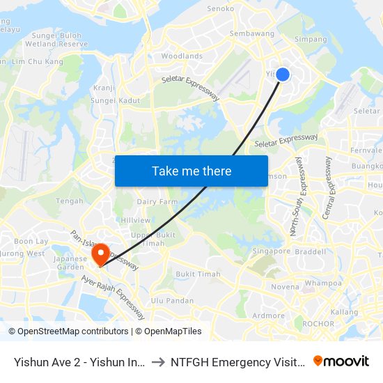 Yishun Ave 2 - Yishun Int (59009) to NTFGH Emergency Visitor Lounge map