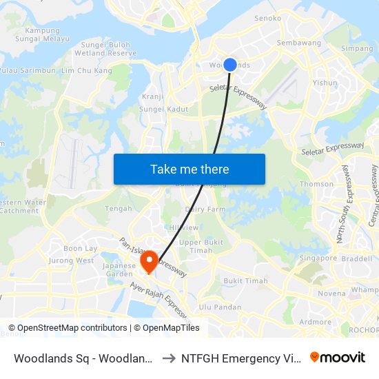 Woodlands Sq - Woodlands Int (46009) to NTFGH Emergency Visitor Lounge map