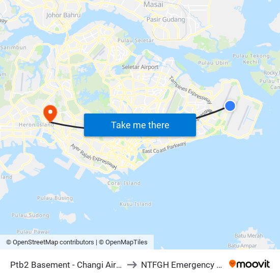 Ptb2 Basement - Changi Airport Ter 2 (95129) to NTFGH Emergency Visitor Lounge map