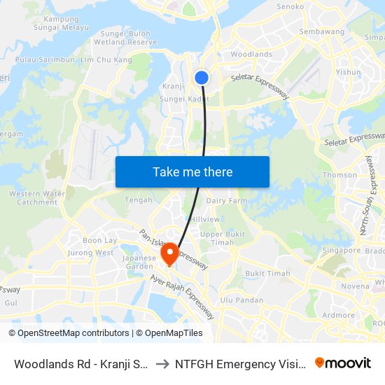 Woodlands Rd - Kranji Stn (45139) to NTFGH Emergency Visitor Lounge map