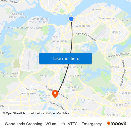 Woodlands Crossing - W'Lands Checkpt (46109) to NTFGH Emergency Visitor Lounge map