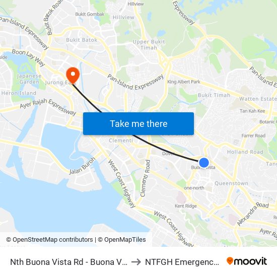 Nth Buona Vista Rd - Buona Vista Stn Exit D (11369) to NTFGH Emergency Visitor Lounge map