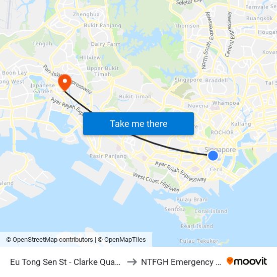 Eu Tong Sen St - Clarke Quay Stn Exit E (04222) to NTFGH Emergency Visitor Lounge map