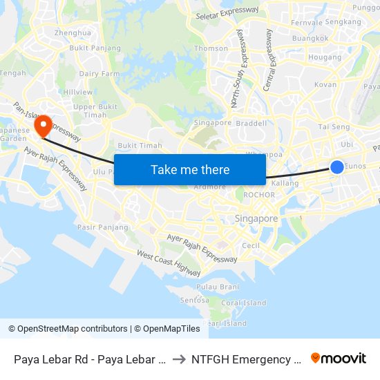 Paya Lebar Rd - Paya Lebar Stn Exit B (81111) to NTFGH Emergency Visitor Lounge map