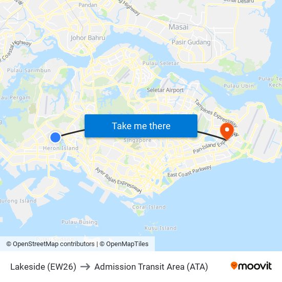 Lakeside (EW26) to Admission Transit Area (ATA) map