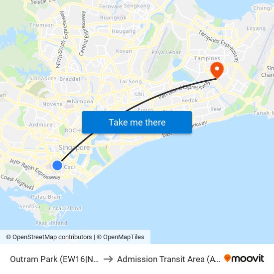 Outram Park (EW16|NE3) to Admission Transit Area (ATA) map