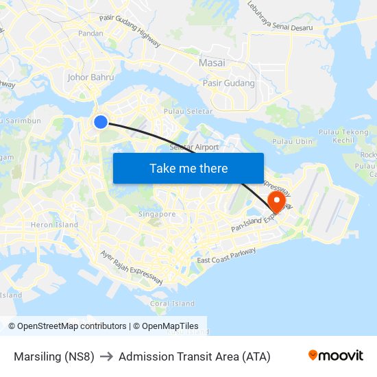 Marsiling (NS8) to Admission Transit Area (ATA) map
