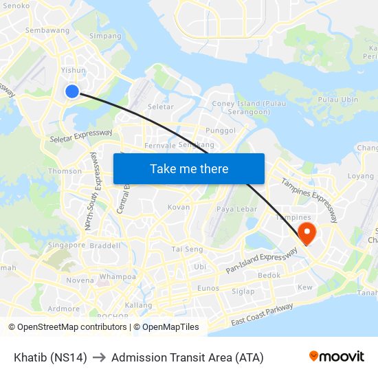 Khatib (NS14) to Admission Transit Area (ATA) map