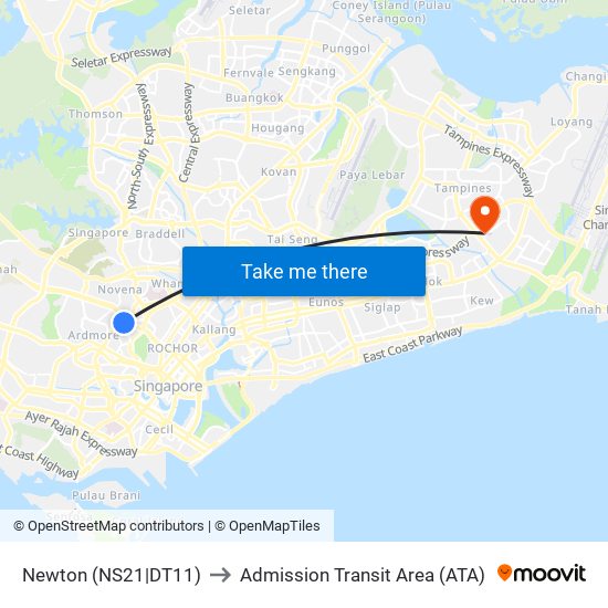 Newton (NS21|DT11) to Admission Transit Area (ATA) map