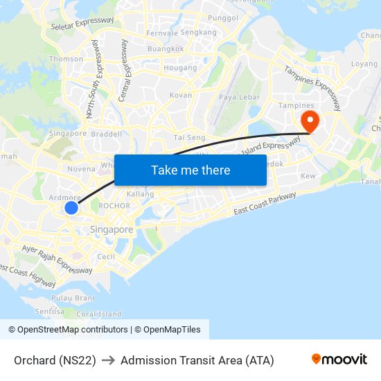 Orchard (NS22) to Admission Transit Area (ATA) map