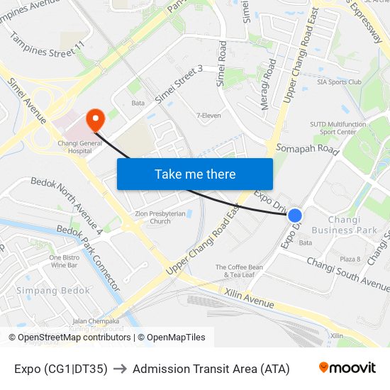 Expo (CG1|DT35) to Admission Transit Area (ATA) map