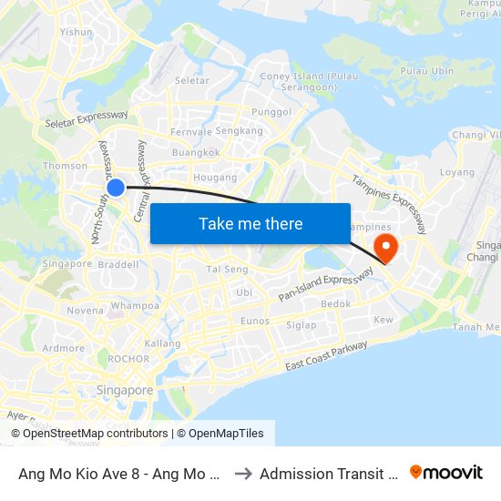 Ang Mo Kio Ave 8 - Ang Mo Kio Int (54009) to Admission Transit Area (ATA) map