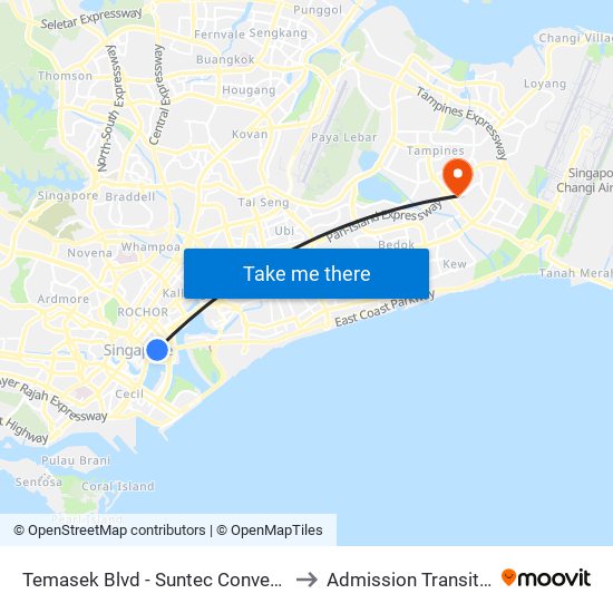 Temasek Blvd - Suntec Convention Ctr (02151) to Admission Transit Area (ATA) map