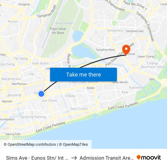 Sims Ave - Eunos Stn/ Int (82061) to Admission Transit Area (ATA) map