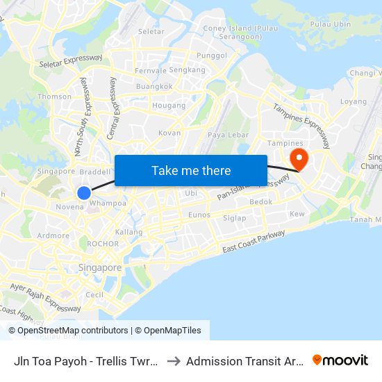 Jln Toa Payoh - Trellis Twrs (52071) to Admission Transit Area (ATA) map