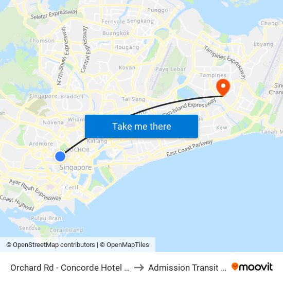 Orchard Rd - Concorde Hotel S'Pore (08138) to Admission Transit Area (ATA) map