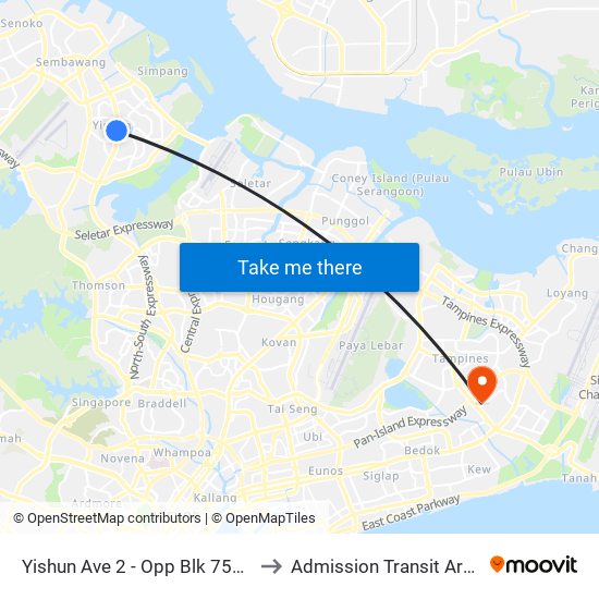Yishun Ave 2 - Opp Blk 757 (59069) to Admission Transit Area (ATA) map