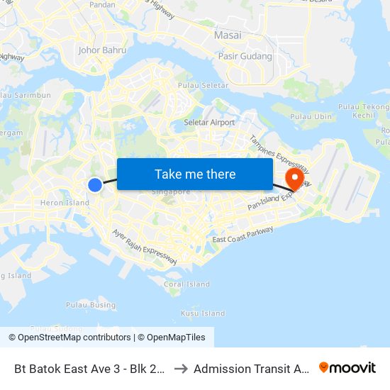 Bt Batok East Ave 3 - Blk 283 (43189) to Admission Transit Area (ATA) map