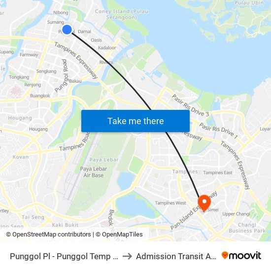 Punggol Pl - Punggol Temp Int (65009) to Admission Transit Area (ATA) map