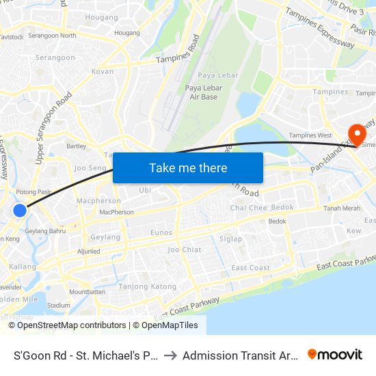 S'Goon Rd - St. Michael's Pl (60161) to Admission Transit Area (ATA) map