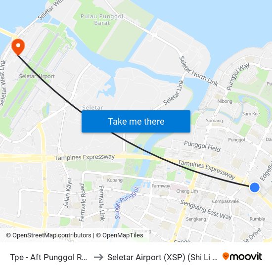 Tpe -  Aft Punggol Rd (65199) to Seletar Airport (XSP) (Shi Li Da Ji Chang) map