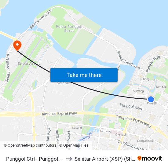 Punggol Ctrl - Punggol Stn/Int (65259) to Seletar Airport (XSP) (Shi Li Da Ji Chang) map