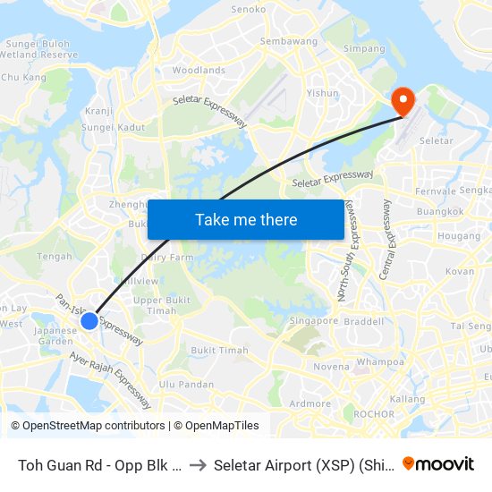 Toh Guan Rd - Opp Blk 288d (28631) to Seletar Airport (XSP) (Shi Li Da Ji Chang) map