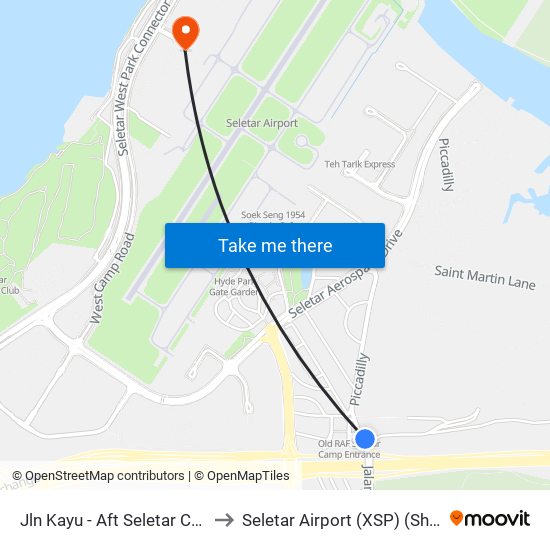 Jln Kayu - Aft Seletar Camp G (68119) to Seletar Airport (XSP) (Shi Li Da Ji Chang) map