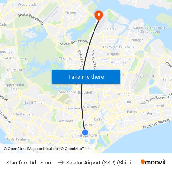 Stamford Rd - Smu (04121) to Seletar Airport (XSP) (Shi Li Da Ji Chang) map