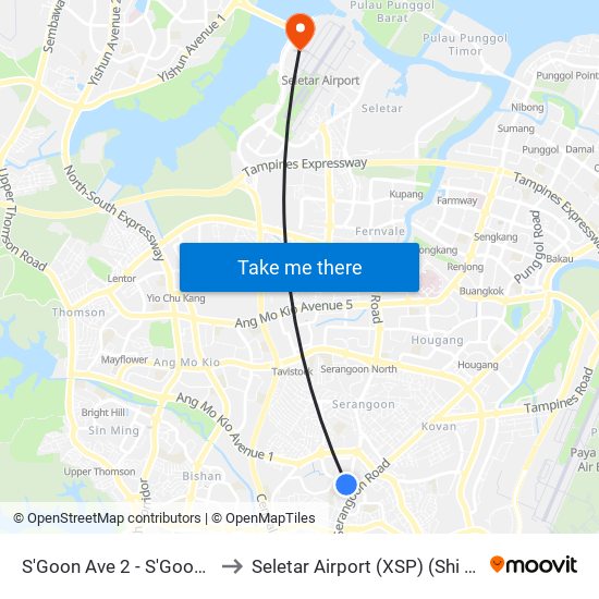 S'Goon Ave 2 - S'Goon Int (66009) to Seletar Airport (XSP) (Shi Li Da Ji Chang) map