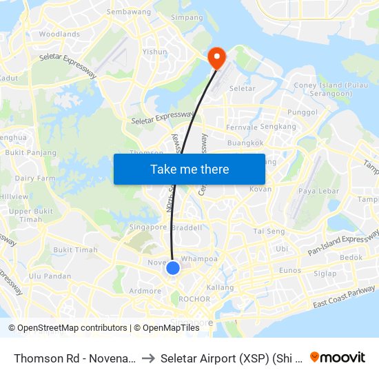 Thomson Rd - Novena Stn (50038) to Seletar Airport (XSP) (Shi Li Da Ji Chang) map