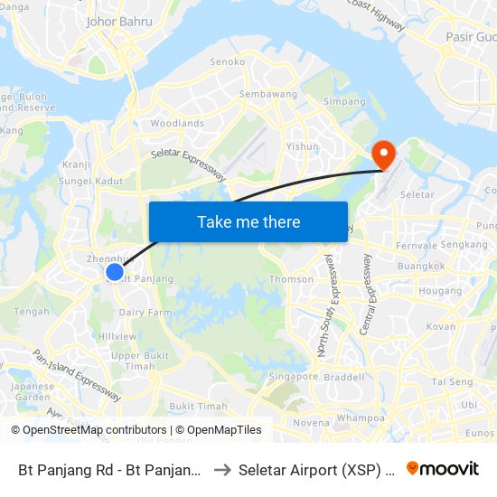 Bt Panjang Rd - Bt Panjang Stn/Blk 604 (44251) to Seletar Airport (XSP) (Shi Li Da Ji Chang) map
