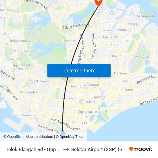 Telok Blangah Rd - Opp Vivocity (14119) to Seletar Airport (XSP) (Shi Li Da Ji Chang) map