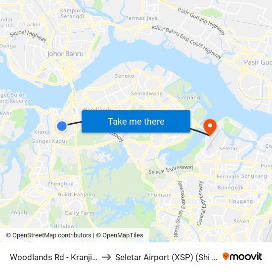 Woodlands Rd - Kranji Stn (45139) to Seletar Airport (XSP) (Shi Li Da Ji Chang) map