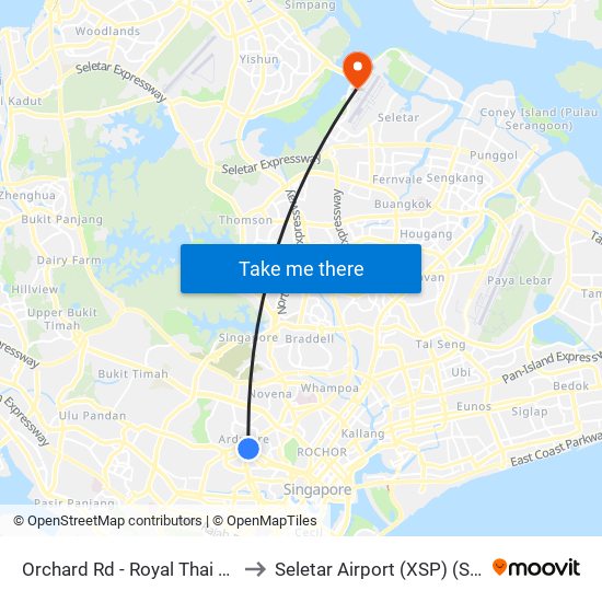 Orchard Rd - Royal Thai Embassy (09179) to Seletar Airport (XSP) (Shi Li Da Ji Chang) map