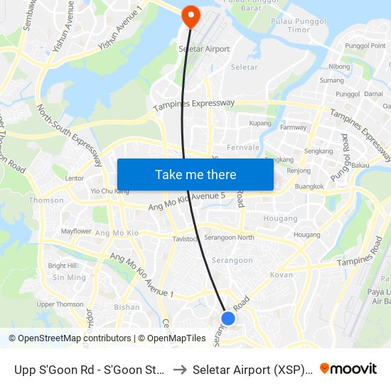 Upp S'Goon Rd - S'Goon Stn Exit A/Blk 413 (62139) to Seletar Airport (XSP) (Shi Li Da Ji Chang) map