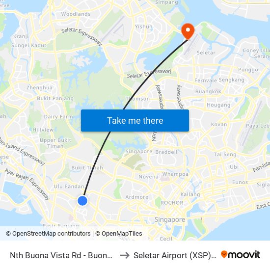 Nth Buona Vista Rd - Buona Vista Stn Exit D (11369) to Seletar Airport (XSP) (Shi Li Da Ji Chang) map