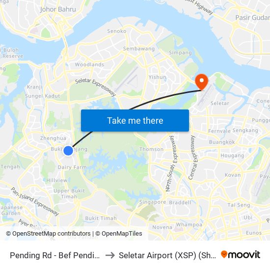 Pending Rd - Bef Pending Stn (44229) to Seletar Airport (XSP) (Shi Li Da Ji Chang) map