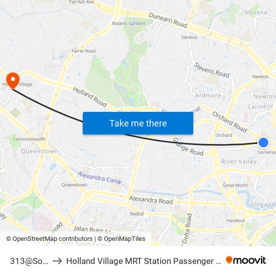 313@Somerset to Holland Village MRT Station Passenger Pick-Up/ Drop-Off Point map