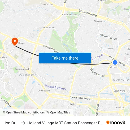 Ion Orchard to Holland Village MRT Station Passenger Pick-Up/ Drop-Off Point map