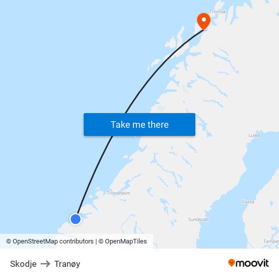 Skodje to Tranøy map