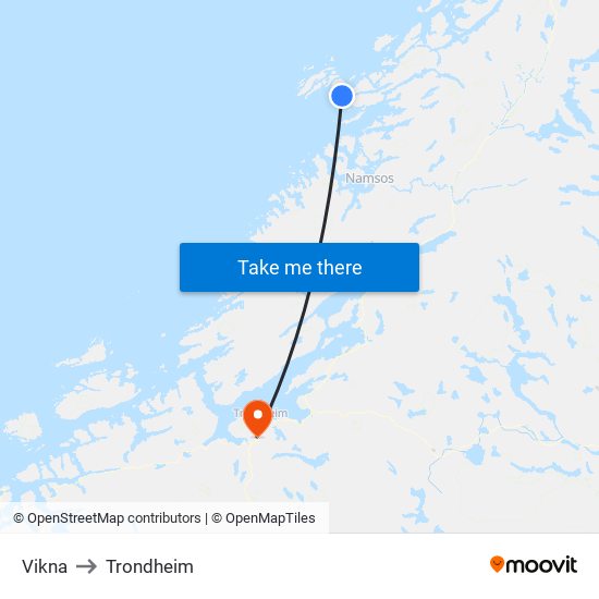 Vikna to Trondheim map